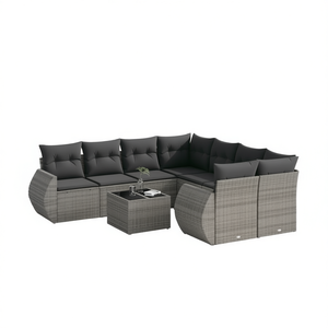 Ensemble de canapés de jardin en rotin gris 6 places, mobilier d'extérieur au design contemporain avec structure en acier - Product Image 1