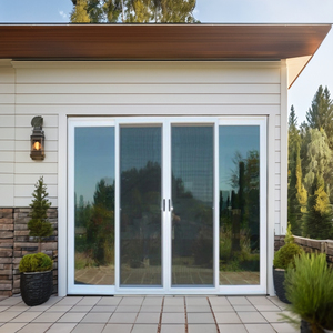 Porte d'entrée principale commerciale à double battant en verre avec cadre en aluminium, système étanche, design chinois, moustiquaire en fibre de verre - Product Image 1