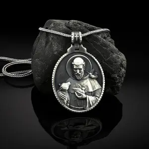 Tin Christian Jesus and The pastore ciondolo medaglia di agnello collana da uomo in stile religioso gioielli da padre di dio cattolico