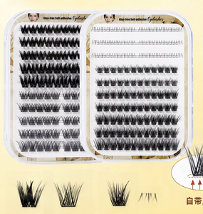 Handmade Natural No Glue Self <b>Adhesive</b> Cluster <b>Lashes</b> Pre-Cut Individual Pre-Bond Technology Press-On Reusable DIY Crisscross - Product Image 5
