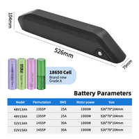 Batterie de vélo électrique NLK Kirin de haute qualité 1000W 18650 Lithium 52V 13Ah/15Ah/17.5Ah avec BMS intelligent