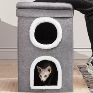He-casa de mascotas con capas personalizadas, casa plegable y cálida con solapa para gato para exteriores e interiores con tapizado extraíble, nuevo diseño - Product Image 3