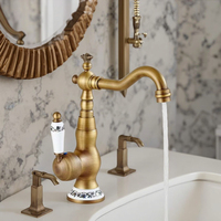 Robinet de salle de bain en laiton à tige unique, style antique moderne, thermostatique, mitigeur de lavabo, noyau en céramique en laiton