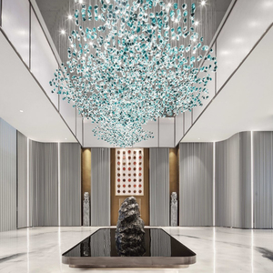 Lampadario di cristallo di lusso moderno personalizzato grande lampadario con Design di cristallo di colore per la camera della camera della Lobby dell'hotel - Product Image 1