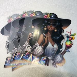 Pegatinas Termoadhesivas Personalizadas de Dibujos Animados de Niñas y Flores en Acuarela, Duraderas, para Prendas de Vestir, Lavables, de Tela PET, a la Moda - Product Image 4