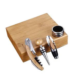 Deluxe Design Bamboo Wine Opener Set With Bamboo Box