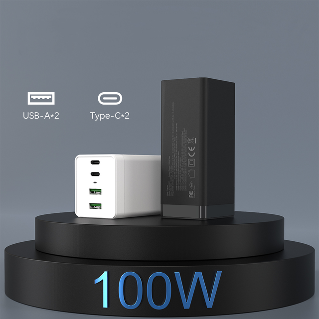 Gan Mobile Charger 100W Double Type-C USB Port I Phone Charger Fast Charging Travel Charger