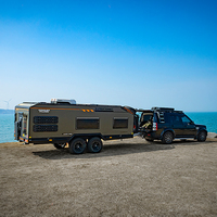 Remorque de camping multifonctionnelle tout-terrain à double essieu, conforme aux normes australiennes, pour le camping en plein air, remorque de camping durable en aluminium