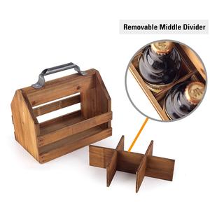 Porte-bouteille pliable en bois avec ouvre-bouteille, 6 paquets, porte-ours en bois, porte-boissons, porte-<span class=keywords><strong>vin</strong></span> pour fête de pique-nique - Product Image 3