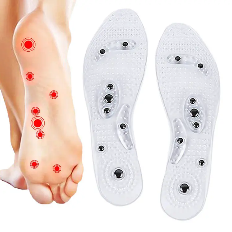 Magnetic acupressure insoles for walking activity magnets health