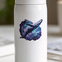 Autocollants personnalisés en vinyle pailleté imperméables, motif galaxie et baleine, film scintillant pour ordinateur portable et bouteille d'eau, découpés à la forme