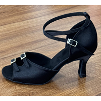 LUOQIAO S035 Chaussures de danse latine/salsa/bachata professionnelles pour femmes adultes, satin noir, semelle souple pour la performance
