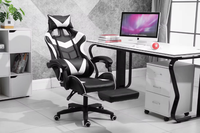 More Design Stuff Fauteuil de bureau pivotant confortable et réglable en hauteur pour ordinateur de course et jeu avec repose-pieds
