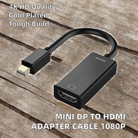 Câble adaptateur Mini DP vers HDMI 4K HD avec conducteurs plaqués or et blindage tressé pour projecteur HDTV et ordinateur