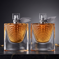 Flacon de parfum en verre 75 ml, base épaisse de luxe, forme plate, personnalisable avec boîte, OEM, flacon de parfum vide, emballage