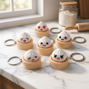 Llavero de Dumpling Impreso en 3D, Juguete Antiestrés Click Fidget, Diseño de Bollo Adorable, Material PLA, Multicolor, Logotipo Personalizado para Escritorio - Product Image 1