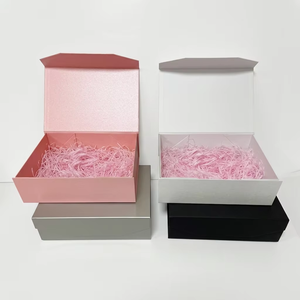 Custom Logo Printed <b>White</b> Ribbon Magnetic Closure Foldable Gift <b>Boxes</b> Rigid <b>Cardboard</b> Packaging for Clothing Recycled Materials - Product Image 1