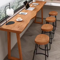 Meubles commerciaux modernes, plateau en bois avec pieds en métal, table haute de bar en bois pour cuisine, salle à manger, restaurant