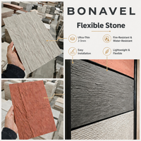Revêtement mural en pierre flexible 3D texturé gris MCM Shale, ultra-fin, léger, doux, pour murs intérieurs et extérieurs