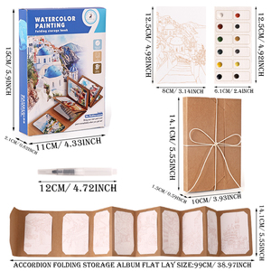 Livre <span class=keywords><strong>de</strong></span> peinture à l'<span class=keywords><strong>aquarelle</strong></span> en accordéon pour adultes-Journal <span class=keywords><strong>de</strong></span> coloriage et d'esquisse bricolage avec scènes florales et naturelles vibrantes et construction - Product Image 6