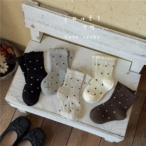 Girls' Polka Dot Mid-Calf Socks Breathable Korean Style Autumn Spring Fashionable Bubble Neck Medium Thickness - Product Image 2