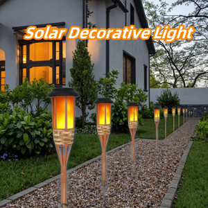 IP65 Étanche ABS Bambou Solaire Flamme Torches LED Panneau Sol Plug Pelouse Lumières Blanc Chaud Scintillement <span class=keywords><strong>Jardin</strong></span> Éclairage Extérieur - Product Image 3