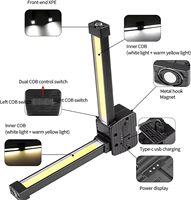 Lampe de Gym Portable, Lampe de Pose Magnétique COB, Lampe Torche pour Travaux Nocturnes, Réparations, Prises de Vue, Lumière de Travail Mains Libres