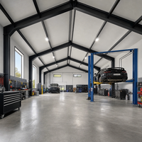 Garage métallique avec local de rangement, structure en acier préfabriquée pour véhicules, outils, équipement extérieur, fournisseur