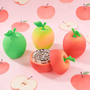 Jinlin New Classic Large Size 77mm-4 Apple Design Dry Herb <b>Grinder</b> <b>Plastic</b>&Zinc Box - Product Image 5