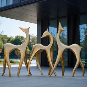 Estatua de Ciervo de Resina Dorada, Escultura Artística Abstracta, Adorno Animal para Decoración del Hogar y Jardín - Product Image 5