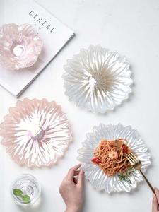 Vente en gros de saladier en verre écologique de haute qualité et assiettes à dessert fleuries pour les mariages, les écoles et les familles - Product Image 2