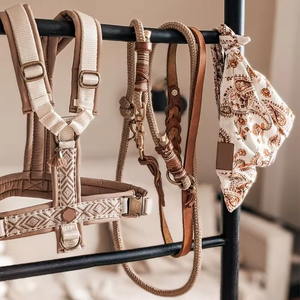 OEM Custom Pattern Y Shaped Dog Harness No Pull Breathable Soft Padded Pet Harness Adjustable Durable Dog Leash Harness Set