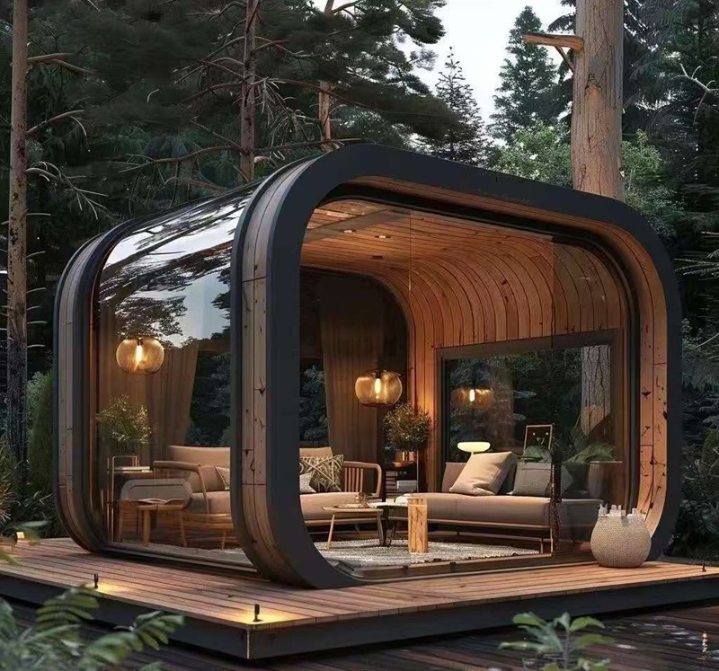 OEM Apple Pod Cabin With Bedroom Bathroom Kitchen Office Pod Customized Prefab Cabins Modular Container Home Folding House 2