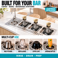 Lave-tasses automatique haute pression en acier inoxydable 304 avec pulvérisation multi-angles et coussinet en silicone, installation rapide sur comptoir