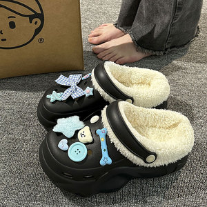 Nouvelles pantoufles d'hiver pour femmes, fermées, doublées de peluche, durables, antidérapantes, pour l'intérieur, chaudes, à semelle épaisse, en coton, motif dessin animé, pour l'automne - Product Image 6