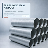 Conduit d'air en spirale en acier inoxydable pour systèmes HVAC, ventilation industrielle, anti-corrosion, économie d'énergie, tailles personnalisables