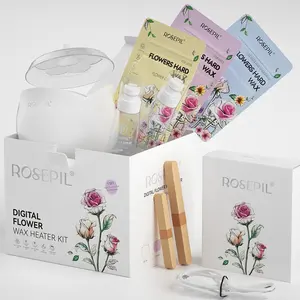 ROSEPIL High Quality Brazilian Wax Salon Home Hair Removal Full Body Wax Heating Kit With Flower Hard Wax Beans