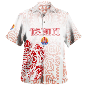 Camisa hawaiana ajustada, hecha a medida con estilo de tatuaje tribal <span class=keywords><strong>tahitiano</strong></span>, ropa informal transpirable para hombres - Product Image 1