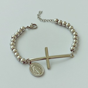 <span class=keywords><strong>Pulsera</strong></span> <span class=keywords><strong>de</strong></span> Acero Inoxidable con Cadena y Dijes <span class=keywords><strong>de</strong></span> <span class=keywords><strong>la</strong></span> Cruz <span class=keywords><strong>de</strong></span> Jesús y <span class=keywords><strong>la</strong></span> Medalla Milagrosa <span class=keywords><strong>de</strong></span> <span class=keywords><strong>la</strong></span> Virgen María, Estilo Chic, Venta al por Mayor para E-commerce, Joyería Quake - Product Image 2