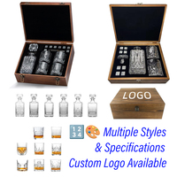 Vaso de whisky y decantador Juegos de regalos personalizados Decantador de whisky cuadrado de cristal transparente para vino Licor Whisky Cóctel Regalo