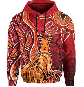 High Quality Custom 3D Australian Aboriginal kangaroo All Over Print Hoodie Custom Unisex Men's Designer Sublimated Hoodies