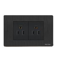 Interrupteur mural américain moderne et durable 118 noir brossé avec panneau tactile, USB Type-C, 20A/10A, en matériau PC, compatible US/UK/EU