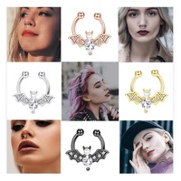 Kelelawar Palsu Septum Cincin Faux Septum Perhiasan Hidung Manset Tidak Menusuk Hidung Cincin Klip Pada Menusuk Perhiasan untuk Wanita Pria Palsu Hidung Cincin