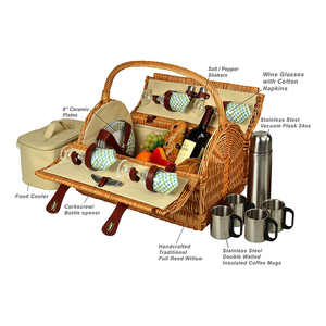 Cesta de mimbre tejida hecha a mano para <span class=keywords><strong>4</strong></span> <span class=keywords><strong>personas</strong></span>, juego de mimbre para <span class=keywords><strong>Picnic</strong></span>, artesanías populares, respetuoso con el medio ambiente - Product Image 2