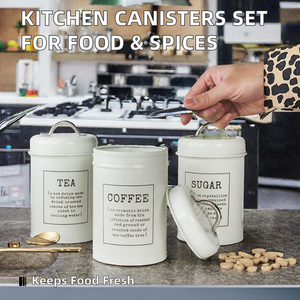 Luxury Metal Kitchen <b>Canisters</b> Set-Eco-Friendly Food Storage Containers for Sugar <b>Tea</b> Coffee & Spice - Product Image 2