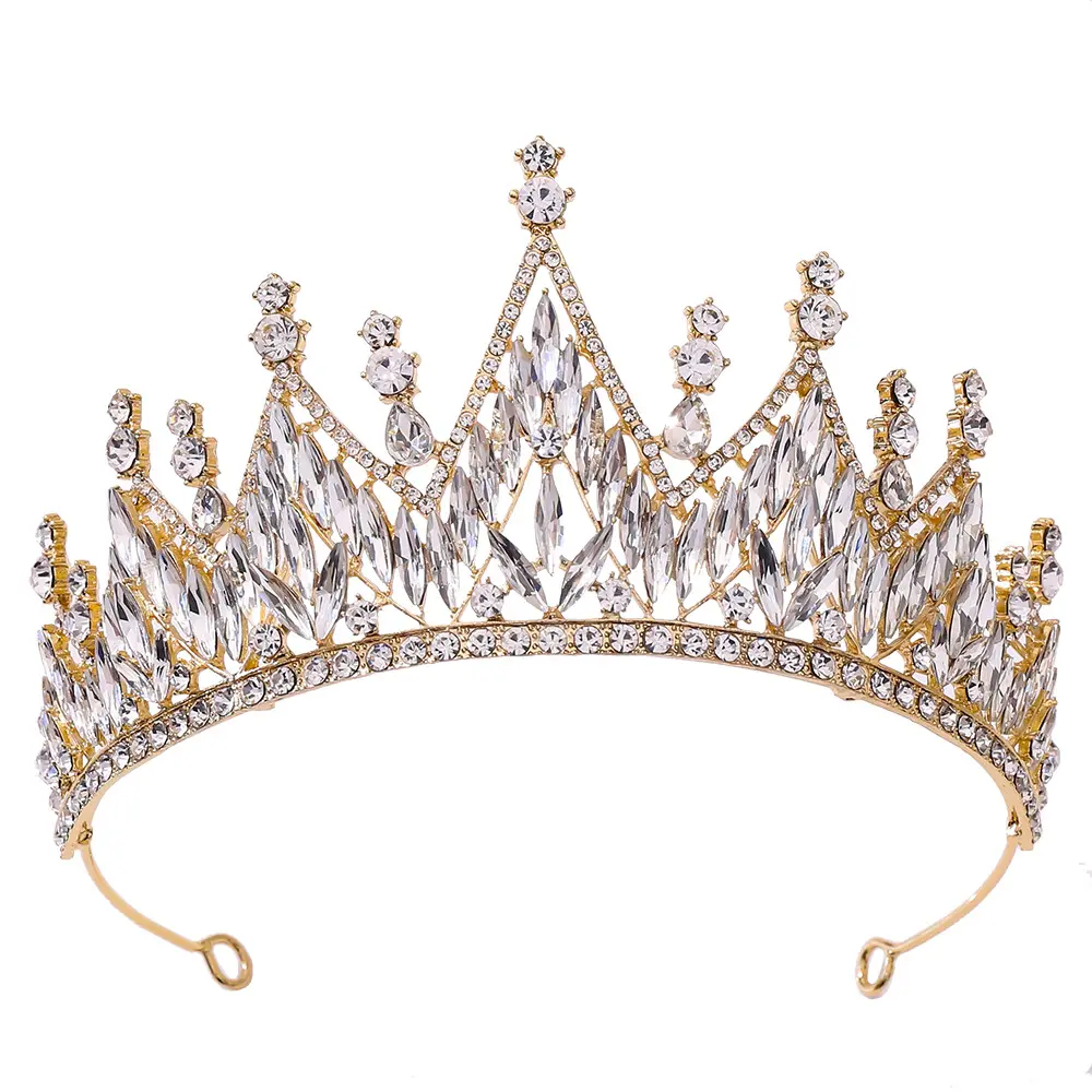 Tocado de novia de cristal de diamante tiara corona vestido de boda princesa corona chicas de novia de lujo corona tiara venta al por mayor