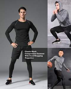 Set camicia da uomo personalizzata da 5 pezzi da uomo Set camicia a compressione ad alta elasticità ad asciugatura rapida traspirante abbigliamento sportivo da palestra Set Fitness - Product Image 5