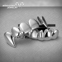 Nouveauté : Grillz Hip Hop pour Hommes, Conception Personnalisée, en Or 10K 14K 18K, Argent Sterling 925, Plaqué Rhodium, avec Dents Entièrement Polies Effet Vampire