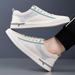 Y3OPA White Mesh Sneakers Summer Breathable Lace-up Men's Casual <b>Shoes</b> <b>Soft</b> Sole Anti-slip - Product Image 4