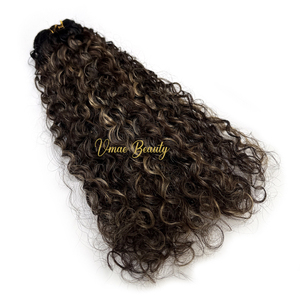 Mèches de cheveux humains ondulés bouclés souples blonds balayage avec racines foncées, mélange de boucles profondes, ombré, boucles crépues, ondulations Jerry - Product Image 3